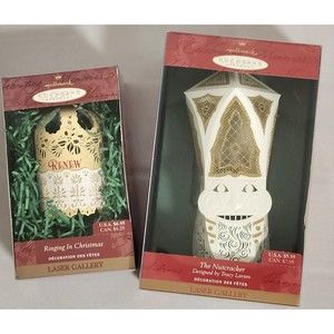 New Set Of 2 Hallmark Keepsake Ornaments Nut Cracker Soldier Ringing Bell